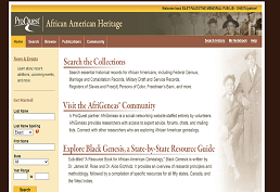 African American Heritage database screenshot