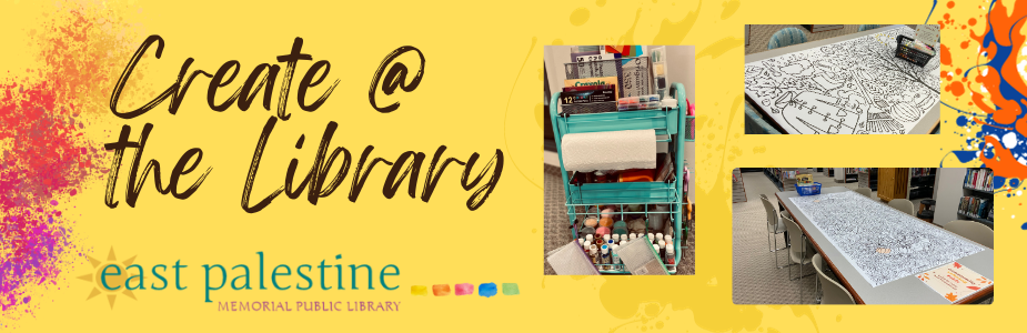 Create at the Library with a photo of the McDade Art Cart and Tabletop coloring pages