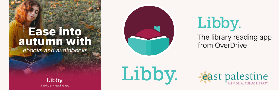 Ease into autumn with ebooks & audiobooks with Libby with beige background and Libby logo