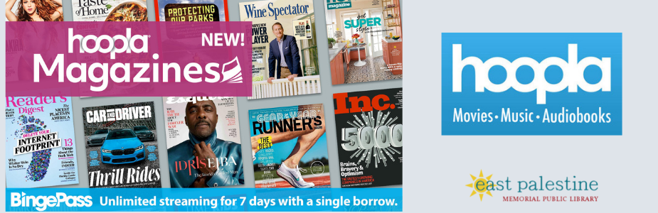 New Hoopla Magazines with Binge Pass for seven days with photos of magazine covers